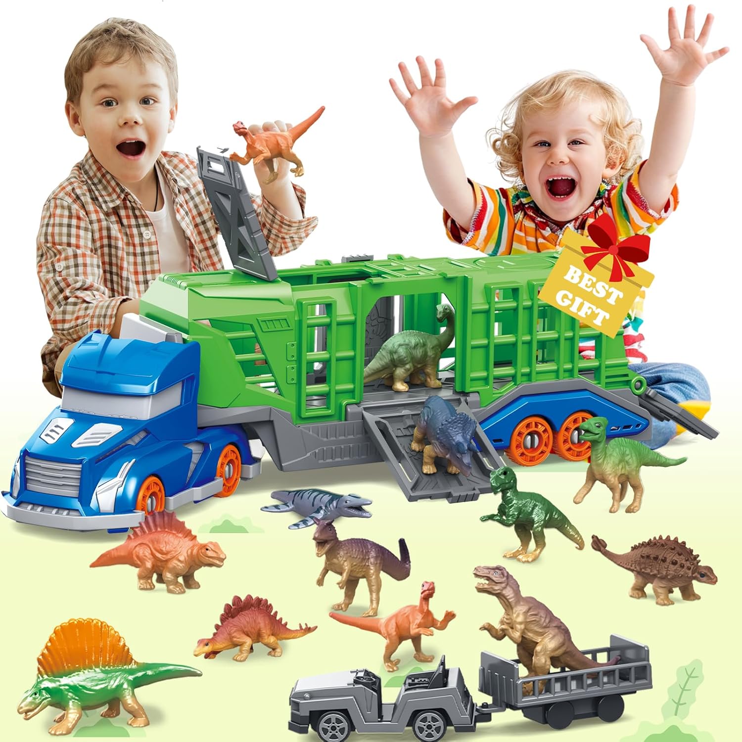 Kids Toys Xmas - Zestaw zabawek: Pojazd transportowy dla dinozaurów
