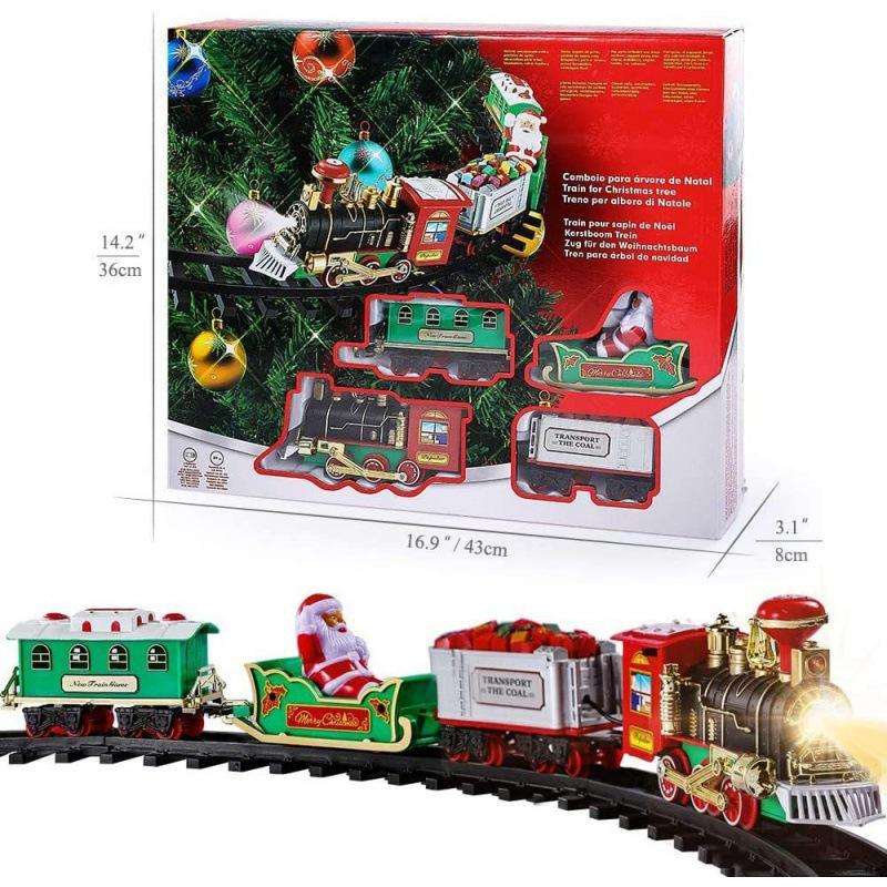 Kids Toys Xmas - Elektryczny zestaw kolejki świątecznej z podświetlanymi