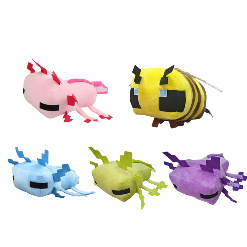 Kids Zombie Toys - Pluszowe zabawki: aksolotl, creeper, pająk, enderman,