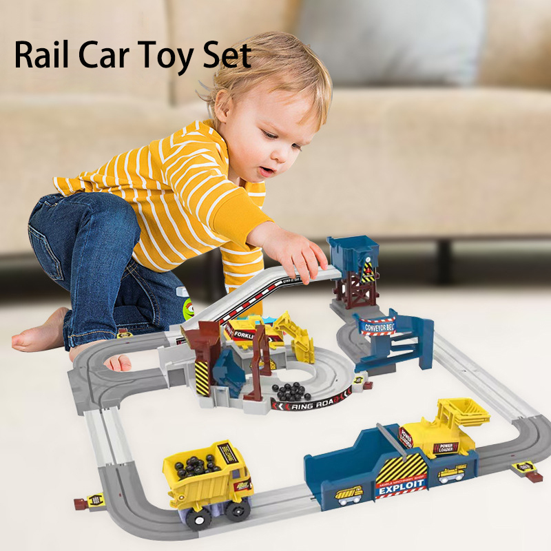 Kids Toys Under 1 Year - Zestaw kolejowy z elektrycznym pociągiem górniczym,