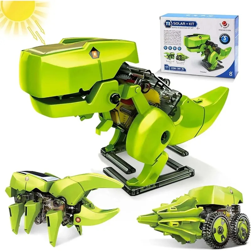 Kids Toys Under $10 - Zestaw solarnych robotów 3w1, zabawki dinozaury,