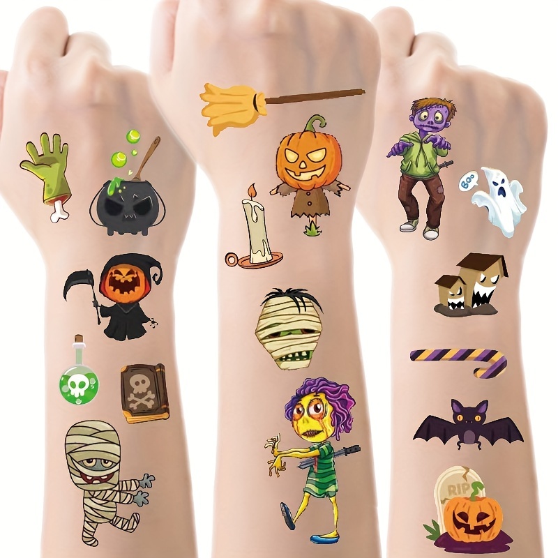 Kids Zombie Toys - 10 Arkuszy Halloweenowe Tatuaże Tymczasowe Dynie